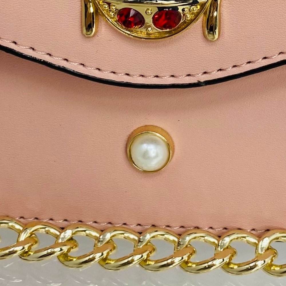 Trendy Pink Bee Bag w/ Wide Shoulder Strap - Picture 4 of 10
